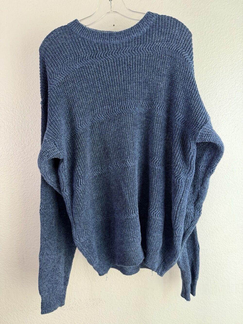 Vintage Chiamare Blue Knitted Crewneck Sweater Large Oversized